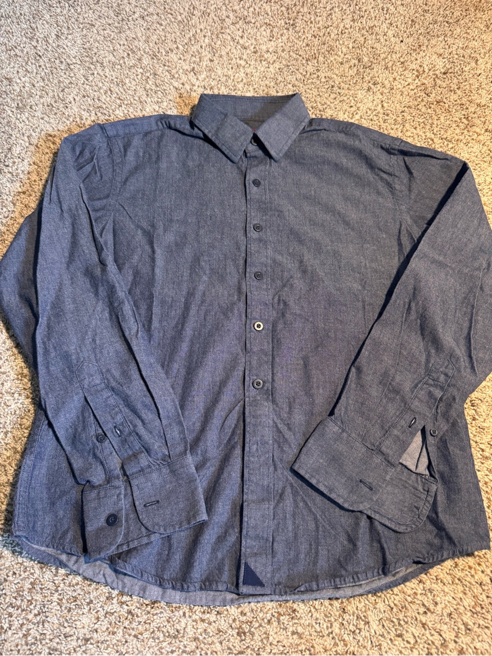 Untuckit Men's Long-Sleeve Button-Up Shirt in Denim Blue